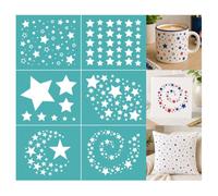 GOMAKERER 2 Sheets Star Silkscreen Stencil, Multi-Style Star Painting Stencils Templates Reusable Self-Adhesive Silk Screen Printing for Wall Border Wood Fabric Home Craft Decor
