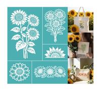 GOMAKERER 2 Sheets Sunflower Pattern Silk Screen Stencil, Sunflower Bouquet Self-Adhesive Silk Screen Printing Stencils Reusable Mesh Stencils for Painting for Painting on Wood,Home Craft Decor