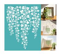 GOMAKERER 2 Sheets Tree Leaf Vine Silk Screen Stencil, Hanging Ivy Leaf Self-Adhesive Silk Screen Printing Stencils Reusable Mesh Stencils for Painting for Painting on Wood, Fabric Home Craft Decor