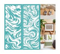 GOMAKERER 2 Sheets Wave Swirl Silk Screen Stencil, Flowing Water Nautical Self-Adhesive Silk Screen Printing Stencils Reusable Mesh Stencil for Painting on Wall, Wood, T-Shirt, Home Craft Decor