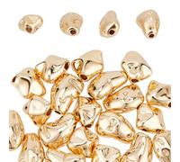 GOMAKERER 20 PCS 2 Styles Irregular Twist Nuggets Loose Beads, Real 18k Gold Plated Brass, 6.5-8mm, 1-1.5mm Hole, Craft for Making Elegant Jewelry