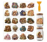 GOMAKERER 20 Pcs Cute Fairy Tale House UV DTF Cup Wraps, 10 Sheets Vibrant Fairy Tale Cup Transfer Stickers Moon Houses Rub on Transfer for Glass Cups Furniture