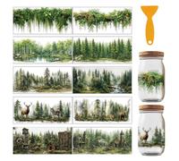GOMAKERER 20 Pcs Forest Nature UV DTF Cup Wraps, 10 Sheets Tree and Landscape Scenery Cup Wrap Decals Forest Fawn Cottage Waterproof Rub on Transfer for Glass Bottle Vase Furniture Crafts