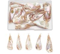 GOMAKERER 20 Pcs Natural Sea Shell Pendants, Multiple Shapes Sea Shell Connectors Beach Seashells Charms with Golden Copper Wire Loops for Jewelry Making Necklace Bracelet DIY
