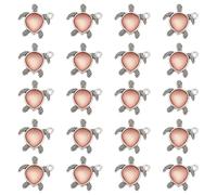 GOMAKERER 20 Pcs Sea Glass Turtle Charms, 2mm Hole Alloy Turtle Pendant with Pink Gemstone Tibetan Style Dangle Pendant Charms for Earring Bracelet Necklace Jewelry Making, 21x19x4mm