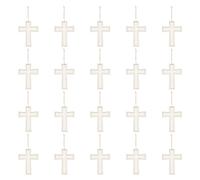 GOMAKERER 20 Pcs Unfinished Cross Cutout 18.7cm(7.36inch) Total Long, Floral White Boxwood Unfinished Wooden Crosses Wood Cross Blank for Church & Sunday School Crafts DIY Home Wall Decor