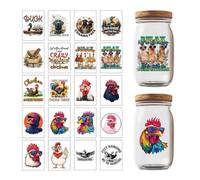 GOMAKERER 20 Pcs UV DTF Cup Wraps, Farm Animal Themed Cup Wraps Decal Waterproof Rub on Transfers for Glass Cups DIY Crafts Furniture Decorations