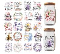 GOMAKERER 20 Pcs UV DTF Cup Wraps for 16 OZ Glass Cups, Flower and Font Rub on Decals Waterproof Transfer Stickers for DIY Bottles Drink Jam Cake Container