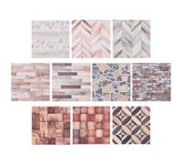 GOMAKERER 20 Sheets 10 Styles Dollhouse Wallpapers, 100x100x0.3mm Wood Grain Texture Self Adhesive Dollhouse Wallpaper Flooring PVC Waterproof Mini Stickers for DIY Crafting House Models