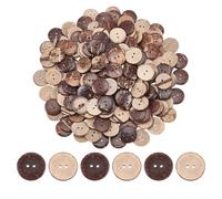GOMAKERER 200 Pcs Natural Coconut Shell Button, Sewing Buttons 2 Holes Natural Craft Versatile Buttons for Sewing DIY Projects and Holiday Decoration,25x3mm