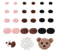 GOMAKERER 24 Pcs 4 Sizes Flocking Safety Noses, 3 Colors Plastic Oval Crafting Noses Teddy Bear Noses Doll Making Supplies False Puppy Nose for Stuffed Animals Making