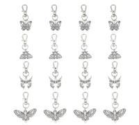 GOMAKERER 24 Pcs 4 Styles Butterfly Skull Keychains, Halloween Punk Charm Pendants Alloy Gothic Butterfly Hanging with Swivel Clasps Purse Pendants for Car Bag Hanging Ornaments