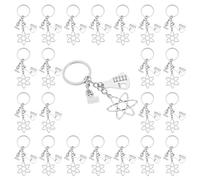GOMAKERER 24 Pcs Alloy Atom Microscope Key Chain,Science Symbol Keychain, Chemistry Science Equipment Key Ring for Laboratory Technician Science Student