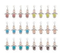 GOMAKERER 24 Pcs Angel Stitch Markers, Multicolor Locking Stitch Marker Alloy Wing Lampwork Glass Pearl Beads Needle Clip for Knitting Weaving Sewing Tracking Quilting Grandma Mom DIY
