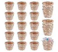 GOMAKERER 24 Pcs Mini Woven Bamboo Basket, 50~80x65mm Small Natural Round Basket Easter Empty Wicker Baskets Desktop Organizer for Jewelry Home Office Party Favors Gift