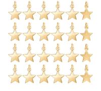 GOMAKERER 24 Pcs Real 18K Gold Plated Brass Star Charms, Golden Star Pendants Flat Pentagram Small Dangle Charm with Jump Ring for Jewelry Making