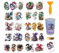 GOMAKERER 25 Pcs Dragon Cloud UV DTF Cup Wraps, 10 Sheets Flying Animal Cup Wraps Decals Waterproof Rub on Transfer Stickers for Glass Cups Furniture Decorations