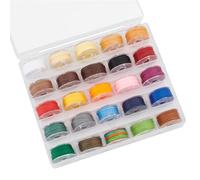 GOMAKERER 273 Yards(250m) 25 Colors Bonded Round Waxed Threads, 0.5mm 3-Ply Thread Wax Coated Strings Roll with Grid Box Polyester Floss for Macrame Bracelet Leathers Sewing Bookbinding
