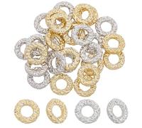 GOMAKERER 28 Pcs Hammered Round Connector Rings, 2 Colors 16mm Alloy Plating Hollow Ring Links Circle Charm Frame Metal Open Bezels for DIY Bracelet Necklace Earrings Jewelry Making