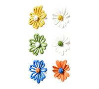 GOMAKERER 3 Pairs 3 Styles Small Daisy Stud Earrings for Women, Asymmetrical Daisy Flower Acrylic Stud Earrings with 925 Sterling Silver Earring Pins for Summer Spring Season