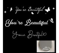 GOMAKERER 3 Pcs 3 styles You're Beautiful Mirror Stickers, Inspirational Quote Mirror Decal Waterproof Reflective Mirror Stickers Hair Salon Stickers for Bathroom Bedroom Living Room Car Window