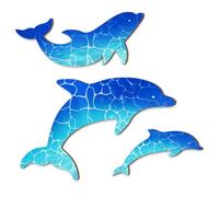 GOMAKERER 3 Pcs Dolphin Wall Decor, Beach Coastal Hanging Decorations Vintage Nautical Coastal Theme Ornaments for Home Lake House Bedroom Bathroom Decor