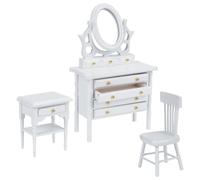 GOMAKERER 3 Pcs Mini Wooden Furniture, 1:12 Scale Mini End Table Miniature Rocking Chair Tiny House Accessories for Living Room Home Scene Decoration Craft Displays