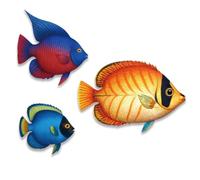 GOMAKERER 3 Pcs Ocean Tropical Fish Wall Decor, Wood Fish Wall Art Ocean Beach Wall Decor Vintage Nautical Coastal Theme Ornaments for Home Lake House Bedroom Bathroom Decor(3 Sizes)