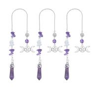 GOMAKERER 3 Pcs Reiki Pendulums, Dowsing Pendant Amethyst Divination Tools Natural Crystal Pendulums Spiritual Point Pendant for Divination