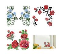 GOMAKERER 3 Pcs Rose Mirror Stickers, Colorful Rose Flower Mirror Stickers Peel and Stick Wall Decoration for Bathroom Bedroom Living Room Wedding Party Home Decor Supplies