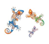 GOMAKERER 3 Pcs Wooden Gecko Lizards Wall Decor, Tropical style Safari Nursery Wall Art Jungle Animal Woodland Wall Decor Forest Cottage Core Accents for Home Cottage Playroom Bedroom(3 Sizes)
