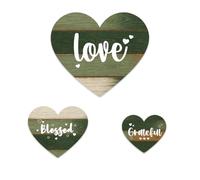 GOMAKERER 3 Pcs Wooden Hearts Wall Decor, Hanging Love Plaque Wall Art Natural Wood Heart Shaped Minimalist Theme Ornaments for Home Cottage Playroom Bedroom(3 Sizes)