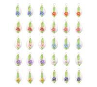 GOMAKERER 30 Pcs 3 Styles Seashell Charms, Natural Shell Pendants Boho Sea Shell Charms with Glass Seed Beads for Jewelry Making