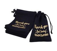 GOMAKERER 30 Pcs Gift Drawstring Bags, 5.5 x 4 Inch Black Thank You for Being Awesome Bag Reusable Thank You Gift Bags with Drawstring for Employee Coworker Teacher Colleague Appreciation