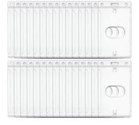 GOMAKERER 30 Pcs Hard Plastic Badge Holder, 3.98 x 2.32 Inch Vertical Clear ID Badge Holders Heavy Duty Plastic ID Card Holder for Badges Office Driver's Licenses and Passes