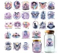 GOMAKERER 30 Pcs Magic UV DTF Cup Wraps, 10 Styles Dreamy Watercolor Decals Cartoon Rub on Decals Waterproof Transfer Stickers for Glass Cups Wood Crafts