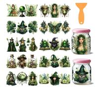 GOMAKERER 30 Pcs Witch UV DTF Cup Wrap for 16 OZ, Forest Witches UV DTF Rub on Transfers Gothic Aesthetic Waterproof Transfer Sticker Decals for Crafts Laptop Mobile Phone Case, 9.5x4.3 Inch