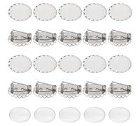 GOMAKERER 30 Sets Blank Brooches, 304 Stainless Steel Blank Cabochon Brooch Base Settings Brooch Pin Trays with Glass Cabochons for Wedding Jewelry Making DIY Crafts