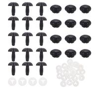 GOMAKERER 30 Sets Crafting Noses with Spacers, 17.5x14x10mm/0.69x0.55x0.39 Inch Black Plastic Dog Safety Noses Teddy Bear Noses Doll Making Supplies Puppy Nose for Stuffed Animals Making