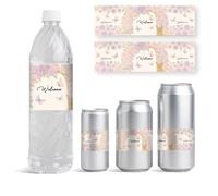 GOMAKERER 30 Sheets Butterfly Garden Arch Water Bottle Labels, Welcome Water Bottles Wraps Sticker Personalized Wine Bottle Label Stickers for Wedding Shower Party Decoration, 8.5x2.5 Inch