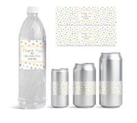 GOMAKERER 30 Sheets Water Bottle Labels, Thank You for Celebrating with Us Drinking Water Container Labels Personalized Self-Adhesive Wraps Sticker for Wedding Birthday Party Favor, 8.5x2.5 Inch