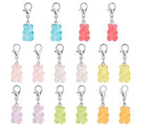 GOMAKERER 32 Pcs 8 Colors Badge Reel Charms, Lovely Bear Badge Holder Charms Cute Bear Keychains for for ID Card Name Tag Badge Holder Badge Buddy Office Back to School Graduation Supplies