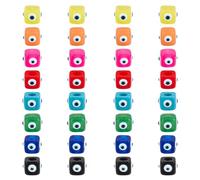 GOMAKERER 32 Pcs 8 Styles Resin Evil Eye Bead, Cube Large Hole Turkish Beads Mixed Color Lucky European Spacer Beads for DIY Bracelets Necklace Jewelry Making, Hole: 6mm