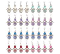 GOMAKERER 32 Pcs Angel Wing Stitch Markers, 8 Colors Locking Stitch Marker Alloy Line Wrapping Glass Beads Needle Clip for Knitting Weaving Sewing Tracking Quilting Grandma Mom DIY