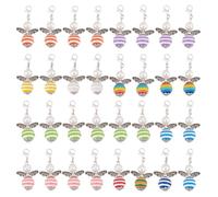 GOMAKERER 32 Pcs Angel Wings Stitch Markers, Multicolor Round Ball Pearl Bead Locking Stitch Marker Alloy Resin Needle Clip for Knitting Weaving Sewing Tracking Quilting Grandma Mom DIY