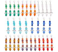 GOMAKERER 32 Pcs Beading Angel Stitch Markers, 8 Colors Locking Stitch Marker Alloy Angel Wings Glass Clear Beads Needle Clip for Knitting Weaving Sewing Tracking Quilting Grandma Mom DIY