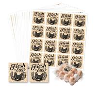 GOMAKERER 320 Pcs Farm Fresh Egg Carton Labels, Chicken and Leaf Egg Stickers Square Egg Packaging Tags Waterproof Self-Adhesive Stickers for Box Container Carton Farm Supplies