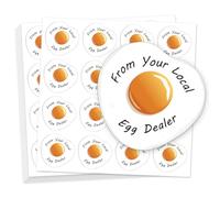 GOMAKERER 320 Pcs Funny Egg Carton Labels, 5cm Round from You Local Egg Dealer Farm Fresh Egg Sticker Irregular PET Adhesive Egg Packaging Sticker for Box Container Carton Farm Supplies