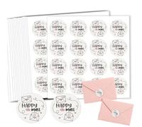 GOMAKERER 320 Pcs Happy Mail Stickers, 5cm Round Waterproof Labels Self-Adhesive Packaging Sticker Envelop Seals for Business Shipping Crafts Christmas Gifts Halloween Party