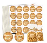 GOMAKERER 320 Pcs Homemade with Love Stickers, 2 Inch Round Waterproof Kraft Home Made Labels Jar Canning Label Stickers Self-Adhesive Packaging Sticker for Cookie Bags Businesses Gifts